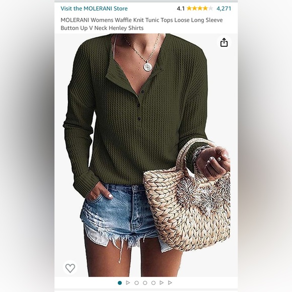 New with tags Molerani Waffle Knit Thermal Shirt Tunic Large - Picture 1 of 3